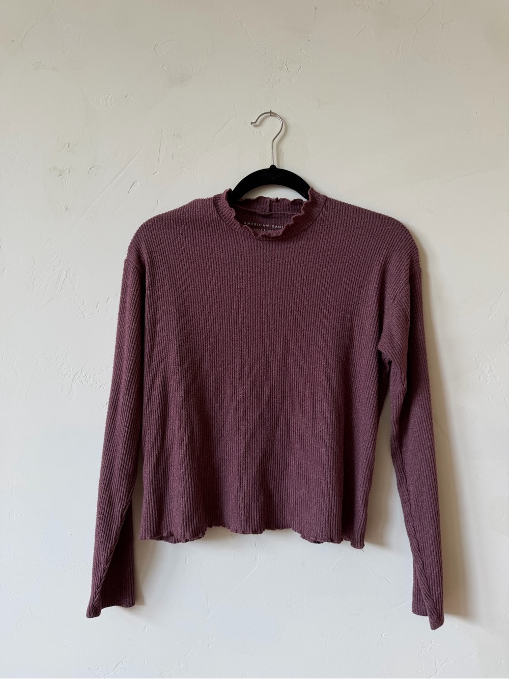 Ribbed Long-Sleeve Top in Mauve
